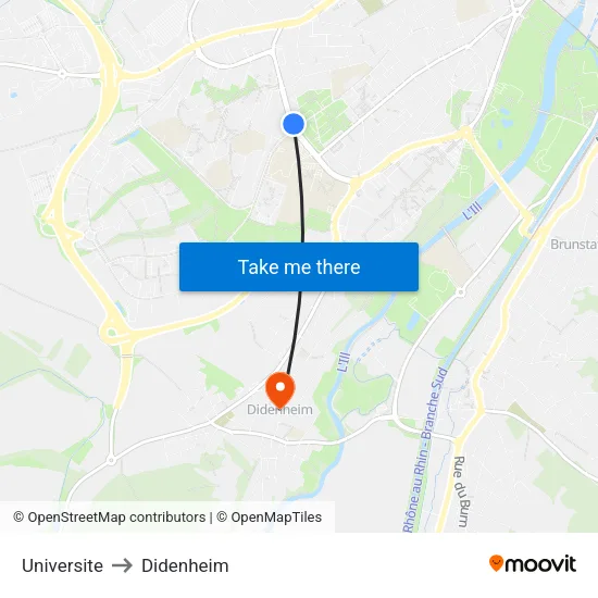 Universite to Didenheim map