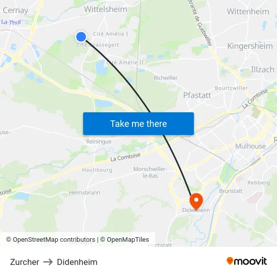 Zurcher to Didenheim map