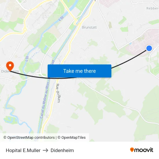 Hopital E.Muller to Didenheim map