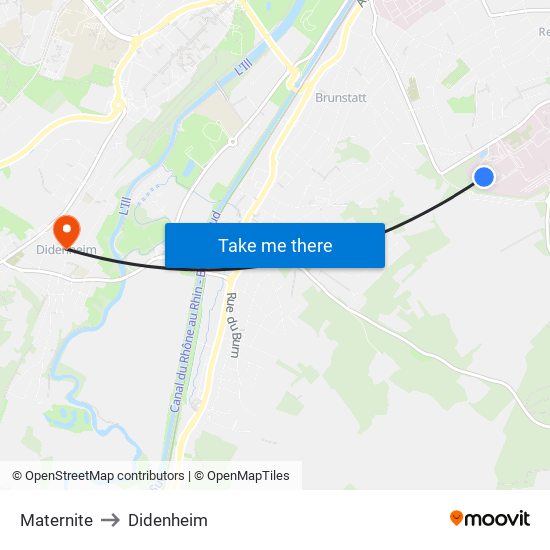 Maternite to Didenheim map