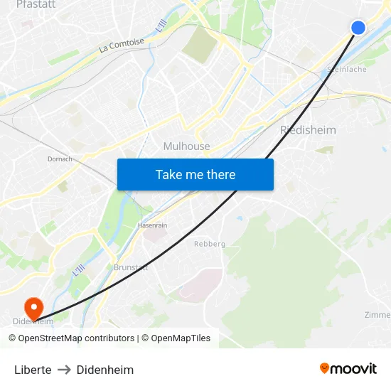 Liberte to Didenheim map