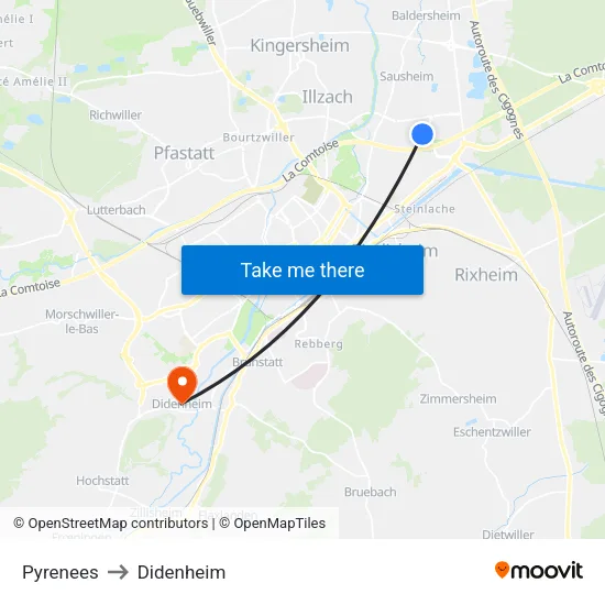 Pyrenees to Didenheim map