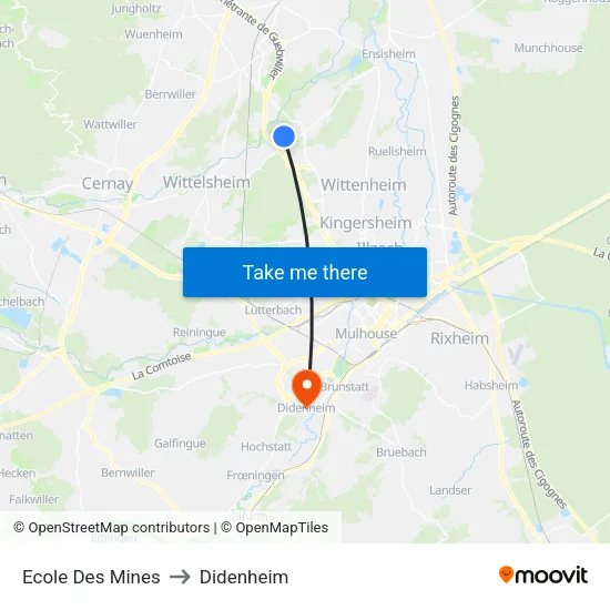Ecole Des Mines to Didenheim map