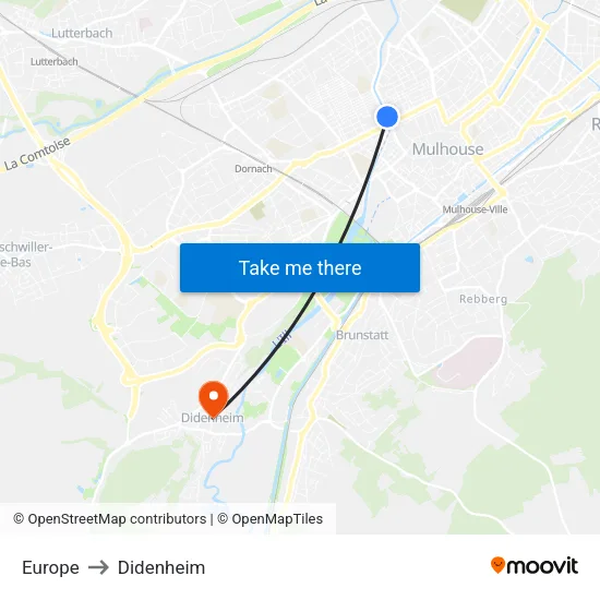 Europe to Didenheim map