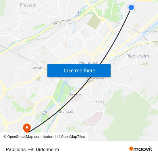 Papillons to Didenheim map