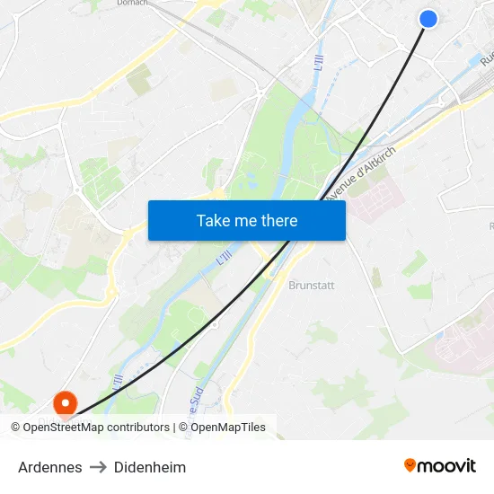 Ardennes to Didenheim map