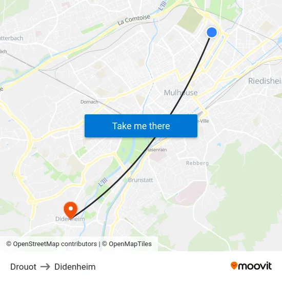 Drouot to Didenheim map