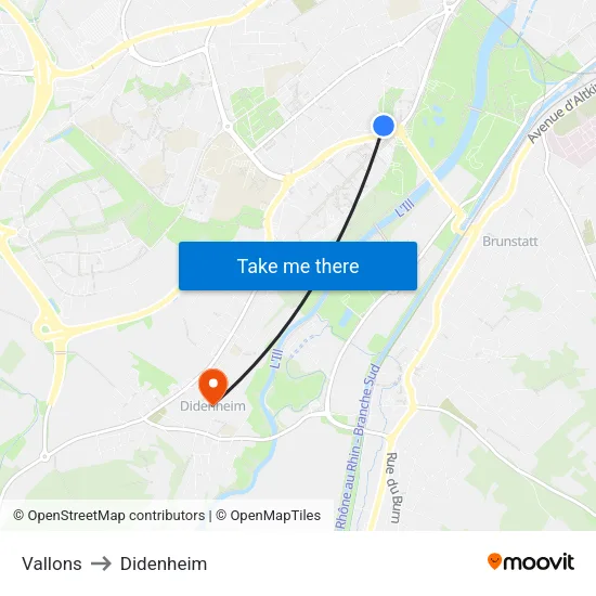 Vallons to Didenheim map