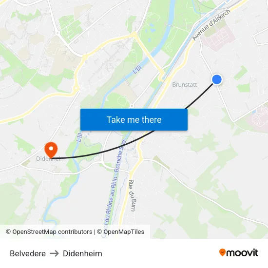 Belvedere to Didenheim map