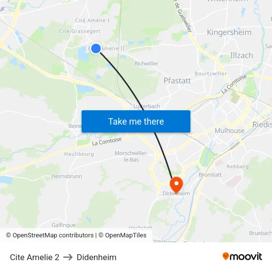 Cite Amelie 2 to Didenheim map