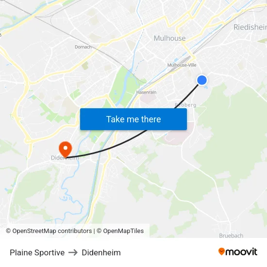 Plaine Sportive to Didenheim map