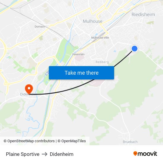 Plaine Sportive to Didenheim map