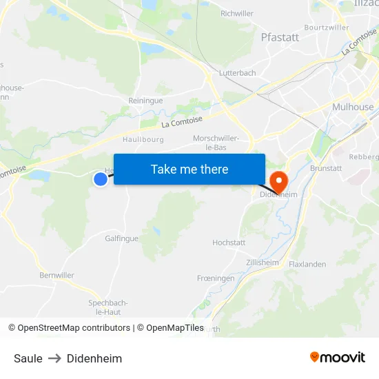 Saule to Didenheim map