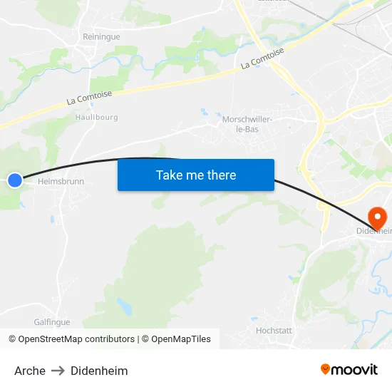 Arche to Didenheim map