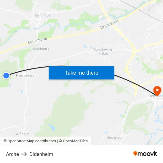 Arche to Didenheim map