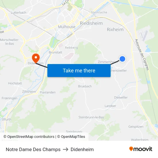 Notre Dame Des Champs to Didenheim map