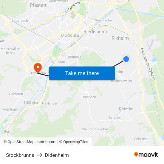Stockbrunna to Didenheim map