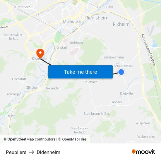 Peupliers to Didenheim map