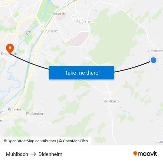 Muhlbach to Didenheim map