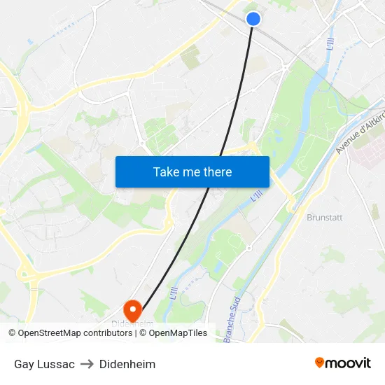 Gay Lussac to Didenheim map