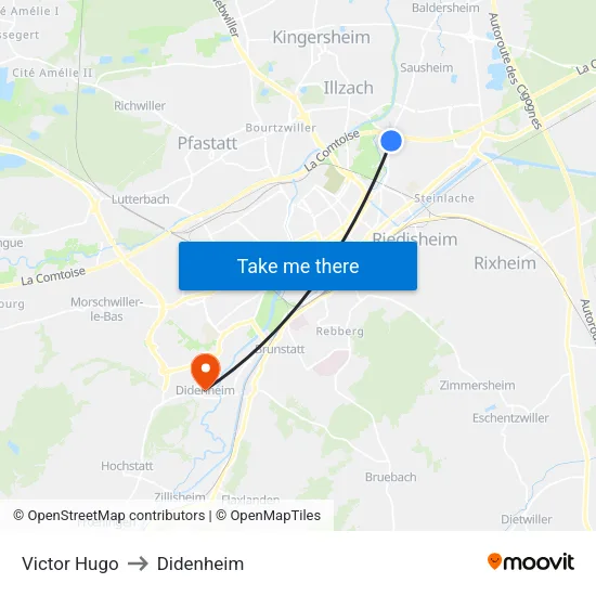 Victor Hugo to Didenheim map
