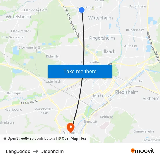 Languedoc to Didenheim map
