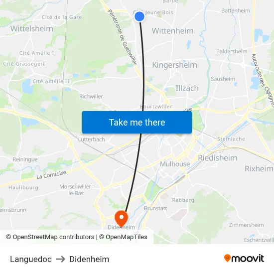 Languedoc to Didenheim map
