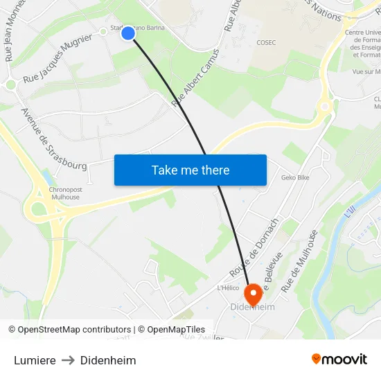 Lumiere to Didenheim map