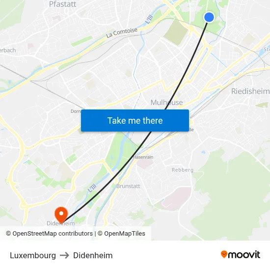 Luxembourg to Didenheim map