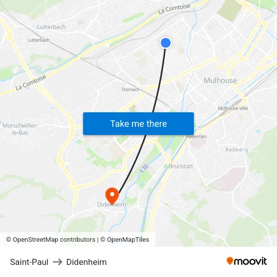 Saint-Paul to Didenheim map