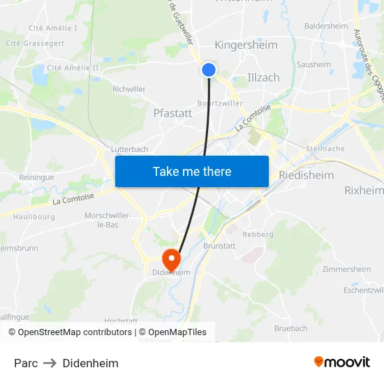 Parc to Didenheim map