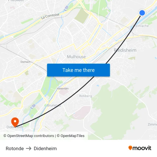 Rotonde to Didenheim map
