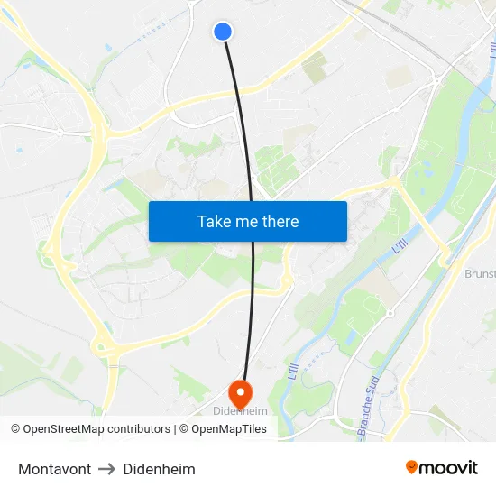 Montavont to Didenheim map