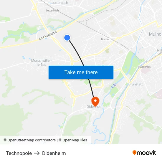 Technopole to Didenheim map