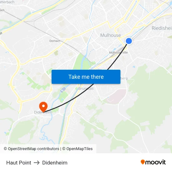 Haut Point to Didenheim map