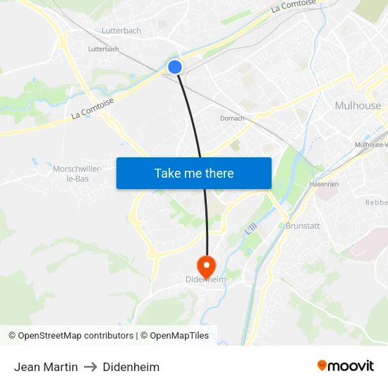 Jean Martin to Didenheim map