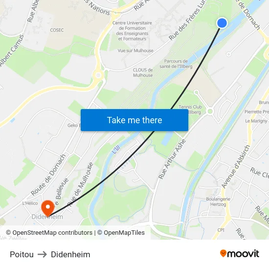Poitou to Didenheim map