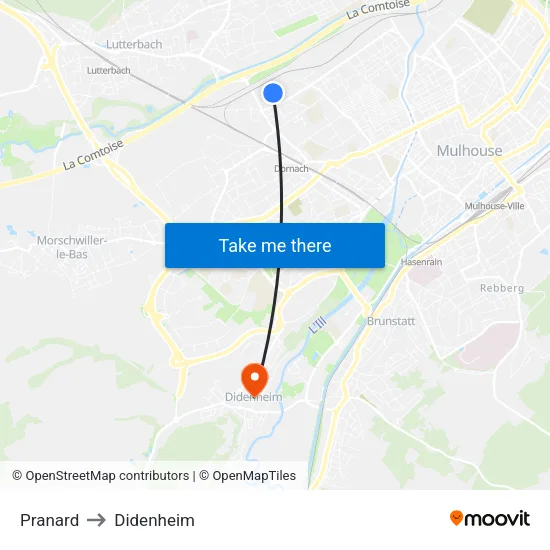 Pranard to Didenheim map