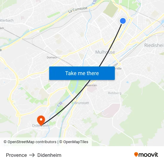 Provence to Didenheim map