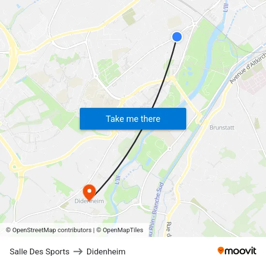 Salle Des Sports to Didenheim map