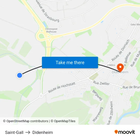 Saint-Gall to Didenheim map
