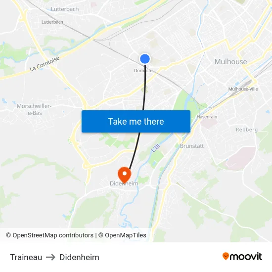 Traineau to Didenheim map