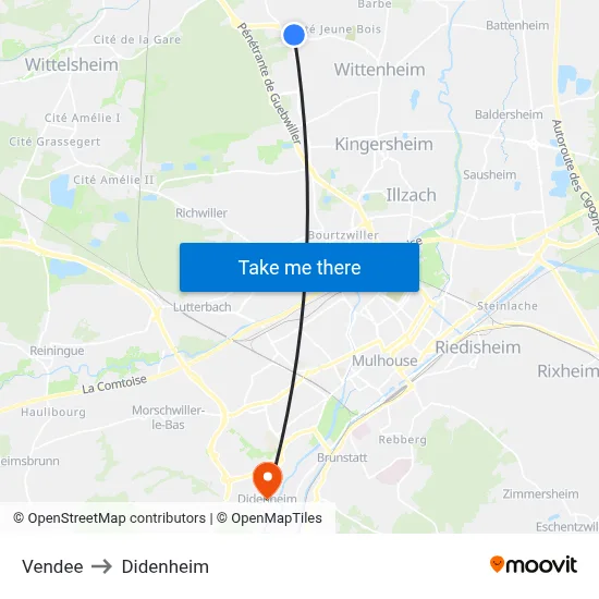 Vendee to Didenheim map