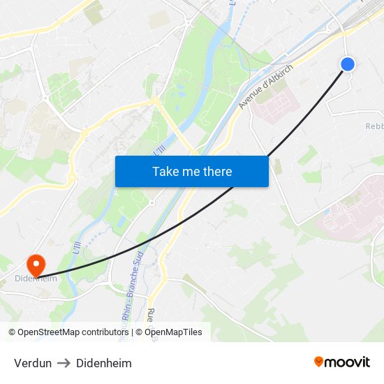 Verdun to Didenheim map