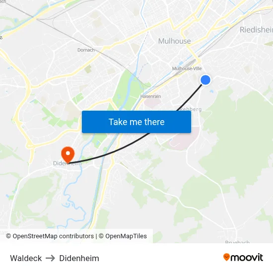 Waldeck to Didenheim map