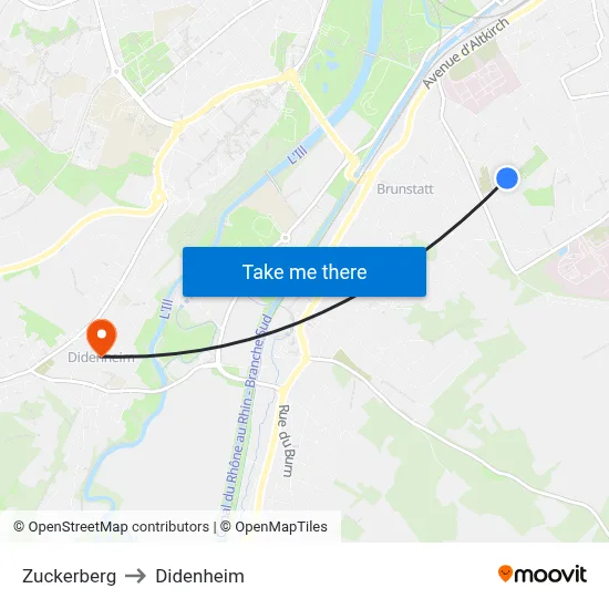 Zuckerberg to Didenheim map