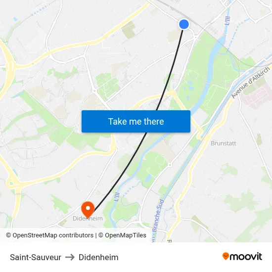 Saint-Sauveur to Didenheim map
