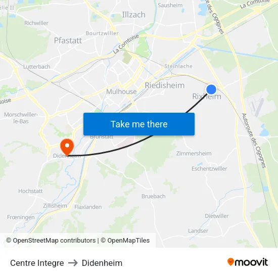 Centre Integre to Didenheim map