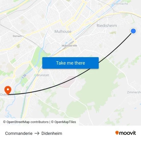 Commanderie to Didenheim map