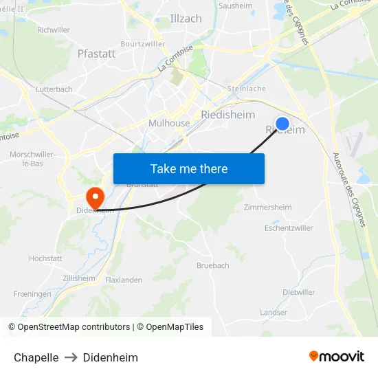 Chapelle to Didenheim map